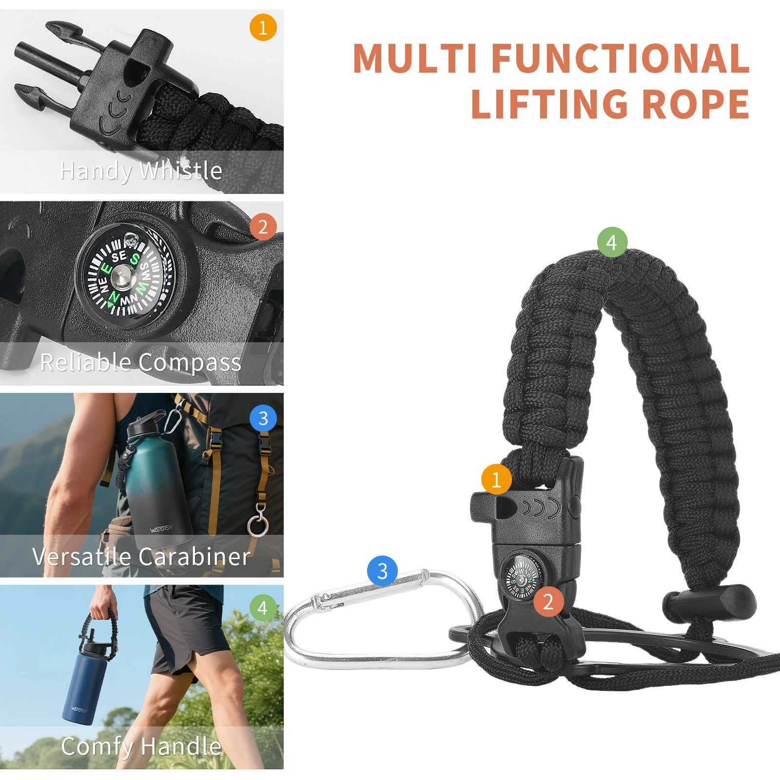 Watersy 32/40/64oz Insulated Water Bottle Large Capacity Stainless Steel Sports Vacuum Flasks with Handle Outdoor Travel Camping C251114