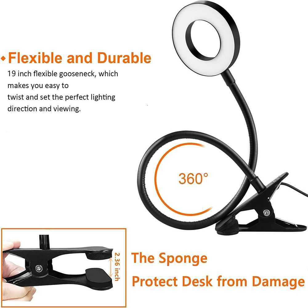 48 LEDs Clip on Desk Lamp 360Flexible Gooseneck Reading Table Light Eye-Caring USB Clamp Books Night Light Study Read Light M251114