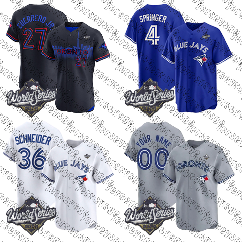 Baseball Jersey 2025 World Series Blue Jays Vladimir Guerrero Jr. George Springer Alejandro Kirk Nathan Lukes Daulton Varsho Ernie Clement Addison Barger Jerseys
