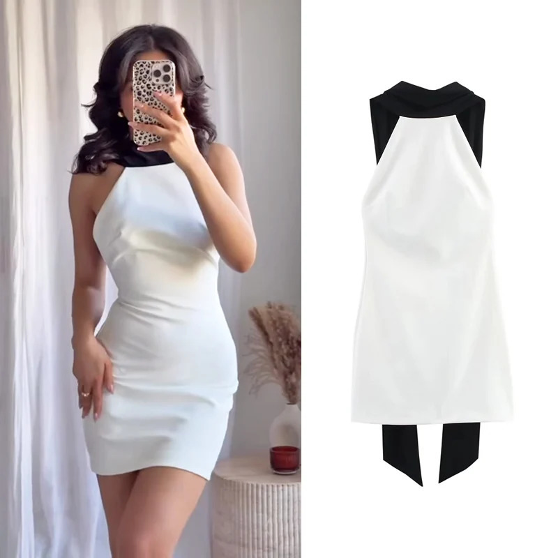 TRAF White Short Skirt 2025 Womens SpringSummer Elegant Mini Strap Dress Fashion Casual Party Evening Ball Vestidos 250414