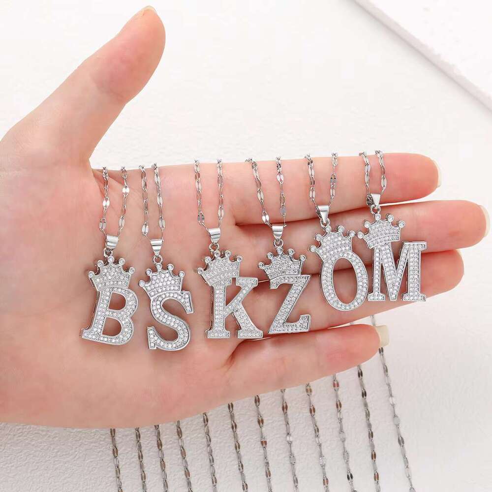 Zanlong 14013 Sterg Sier Charm Jewelry Making a to Z Alphabet Moissanite Capital Letter Pendant Necklace