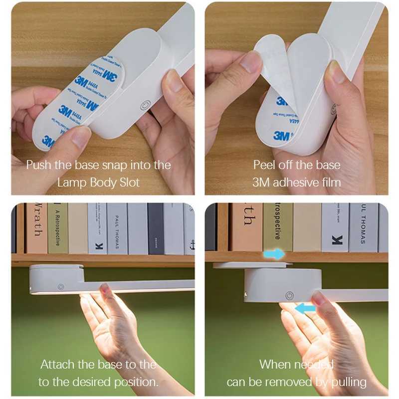 Desk Lamp Hanging Table Lamp LED USB Rechargeable Stepless Dimming Cabinet Closet Wardrobe Night Light M251114