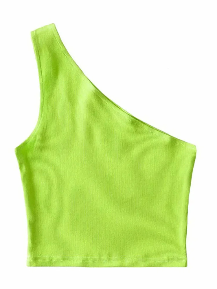 Single shoulder Cropped Tanks summer sleeveless Camis sexy Oblique collar elastic tight corset slim crop top tube women 250414Z