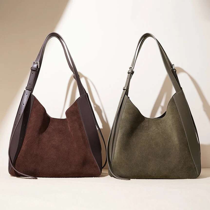 2025 New Suede Women Retro Autumn Winter Shoulder Split Leather Female Armpit Hand Tote Bag