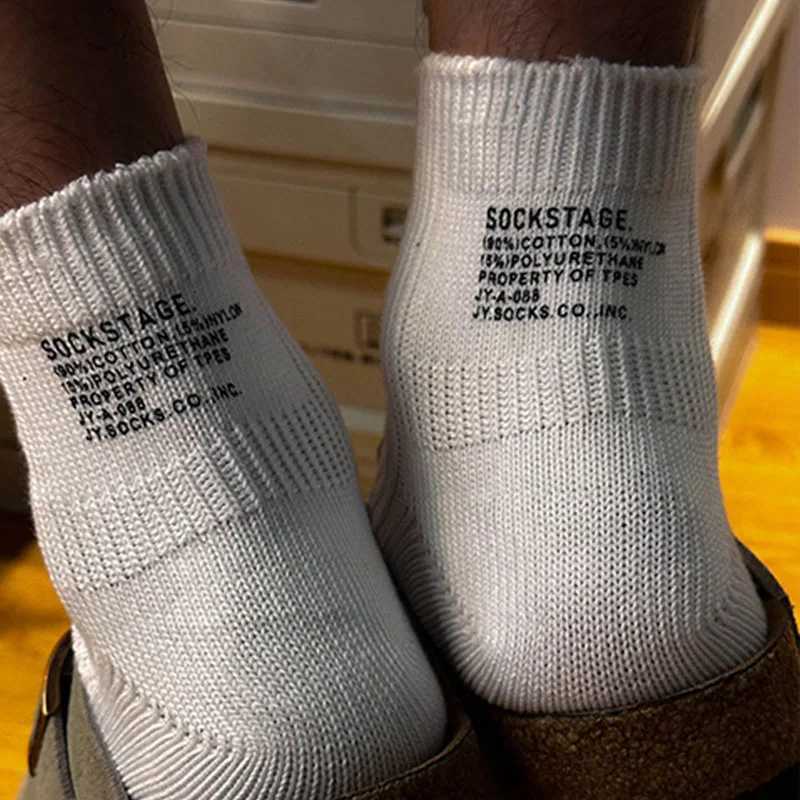 Punk mens cotton low cut socks breathable summer crew socks sports running anti slip Japanese thick needle ankle socks W250414