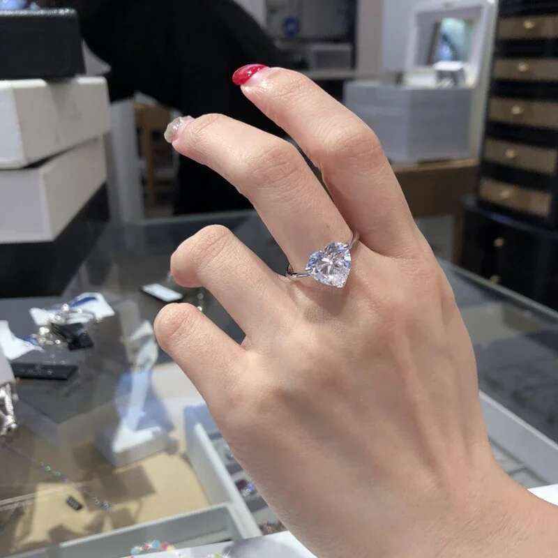 6 7 8 9 10 Carat Solid Au417 10K White Gold Ring Luxury Heart shape DVVS1 Moissanite Diamonds Wedding Party Engagement birthday
