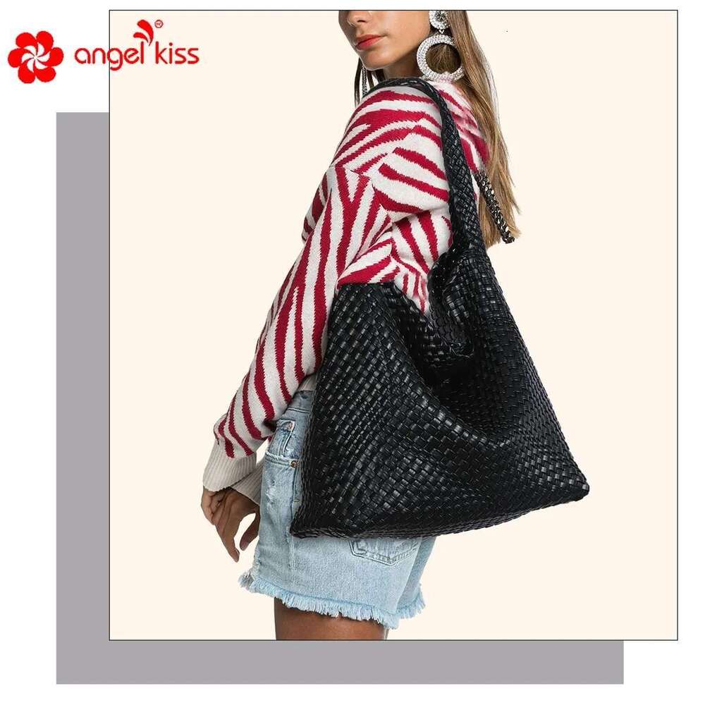 Angelkiss Women Handhag Designers Woven Vintage Fashion Shoulder Bags Female Top-Handle Tote Bag Large Purse