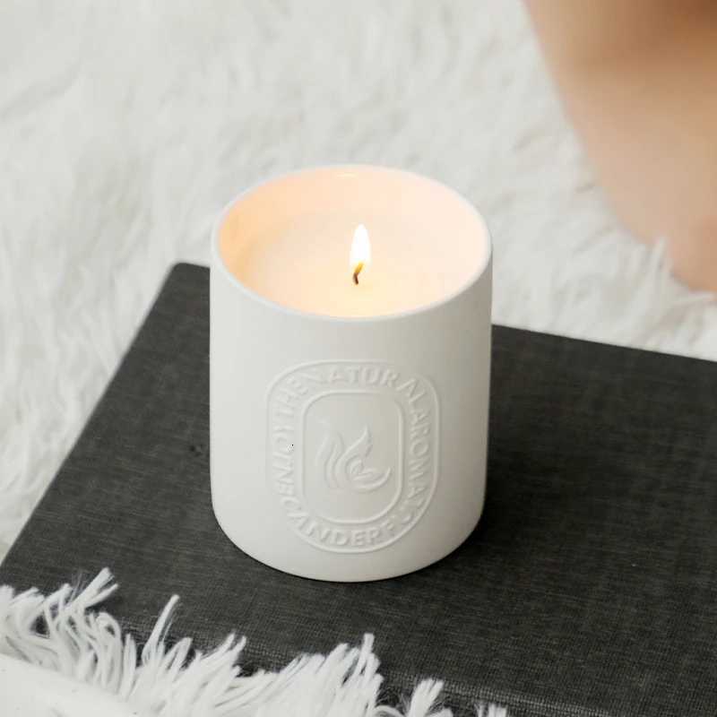 Simple Ceramic Cup Aratherapy Candle Soy Wax He Bedro Rantic Fragrance Decoration Ornament Scented Candle Cup H251114