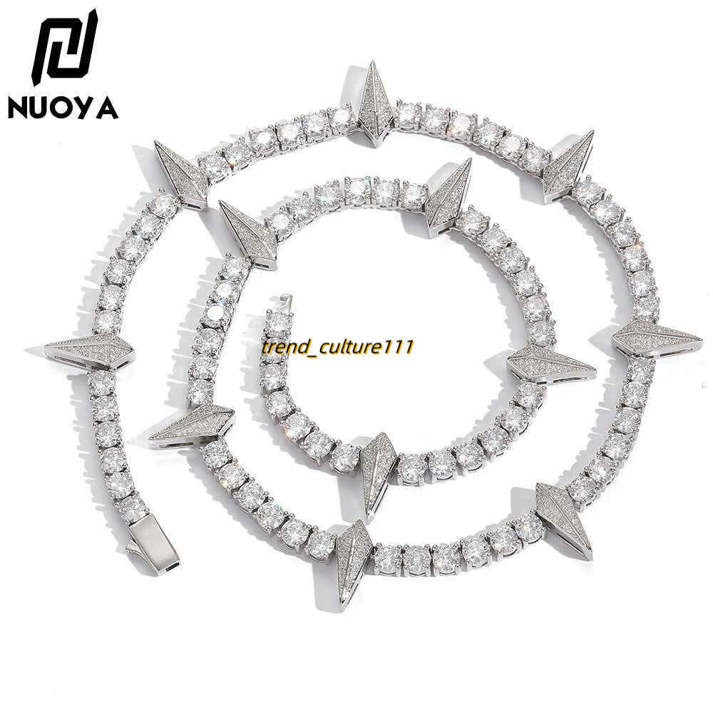 New Hip Hop 5mm Black Panther Same Style Full Dia Wolf Teeth Tennis Personalized Trendy Brand Men's Moissanite Clavicle Chain