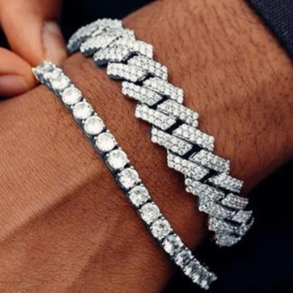 Hip Hop Bling Iced Out Crystal Cuban Link Bracelet For Women Men Gold Silver Color Full Rhinestones Miami Cuban Bracelet Jewelry 250414