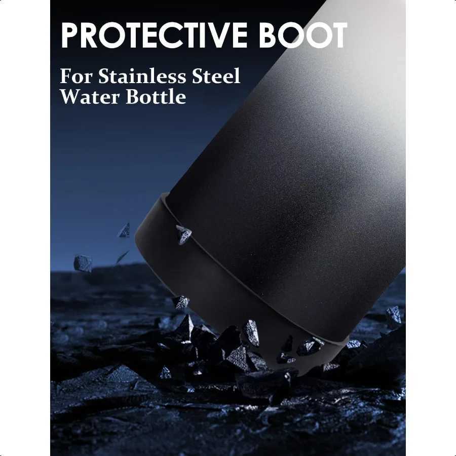 64 oz Insulated Water Bottle with Straw Auto Spout Lids Paracord Handle Half Gallon Waterbottle Strap Carrier Protective Boot W C251114