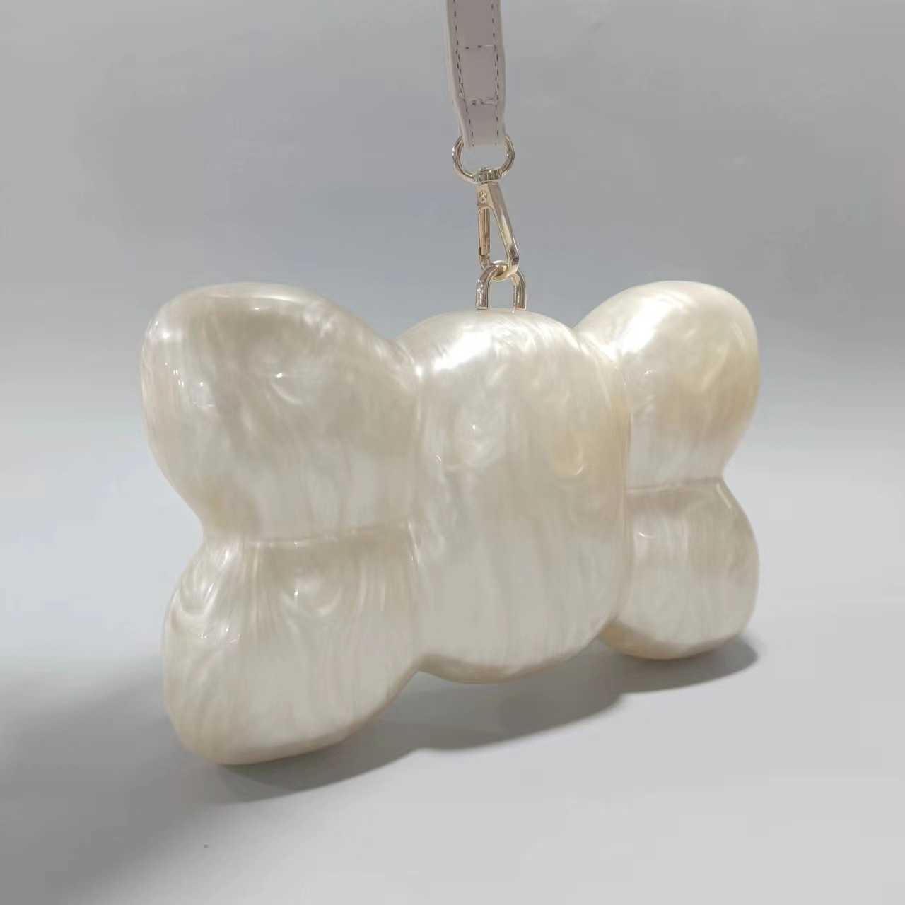 Fashion Womens Acrylic Bowknot Handheld Bag Wedding Dinner Single Shoulder Crossbody Handheld Bag