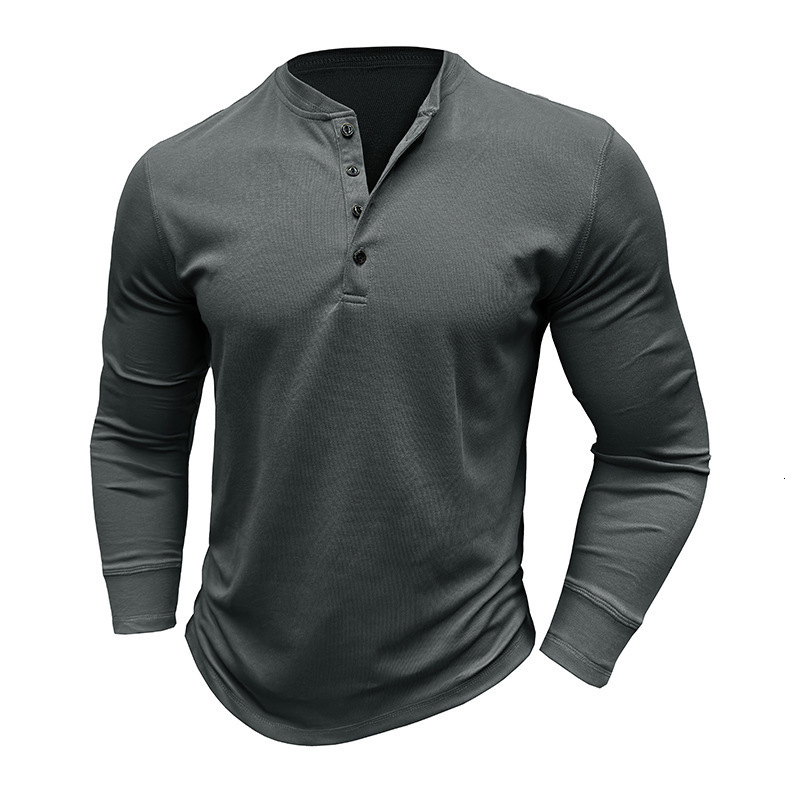 American mens long sleeved T-shirt mens Henry shirt autumn base shirt top
