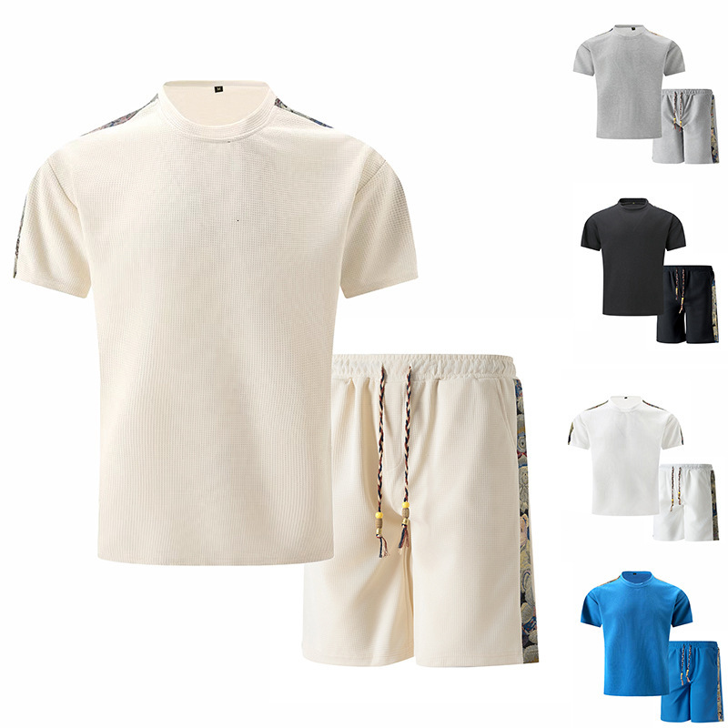 2025 youth fashion slim fit shorts short sleeved men's summer high-end casual suit