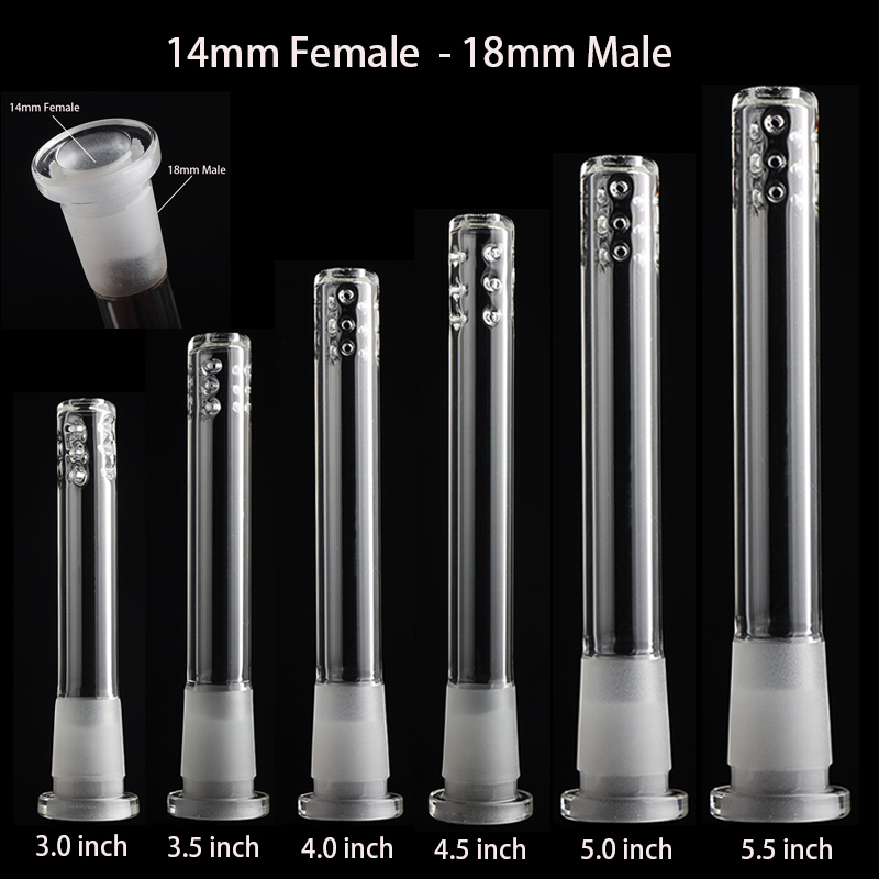 Glass Downstem Diffuser Accessories 3.0" to 5.5" 14mm 18mm Male Female Down Stem Dropdown Adapters