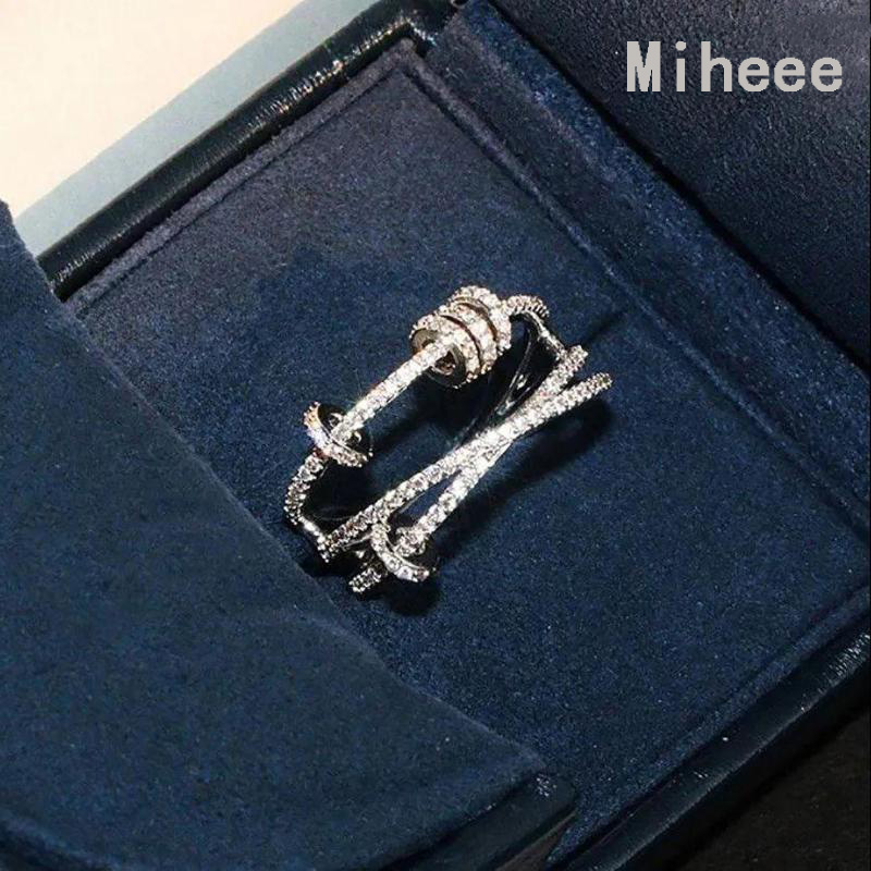 Brand Ring Luxury Desinger Rotation Ring S925 Silver Index Finger Female Fashion Personality Ins Trendy Design Time To Run Internet Celebrity Elegant Woman Jewelry