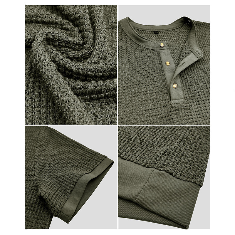 Mens new short sleeved textured knitted Henley style T-shirt pullover