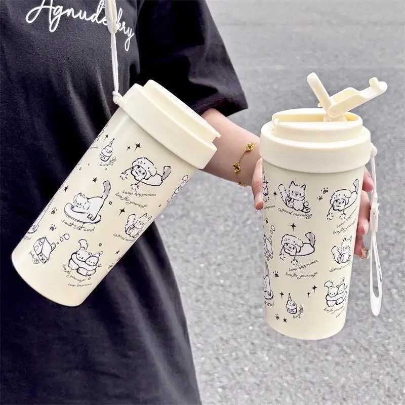 Original Snowman Cat Stainless Steel Vacuum Insulated Water Cup With Straw Lid Cute Thermos Bottles for Christmas Car Coffee Cup C251114