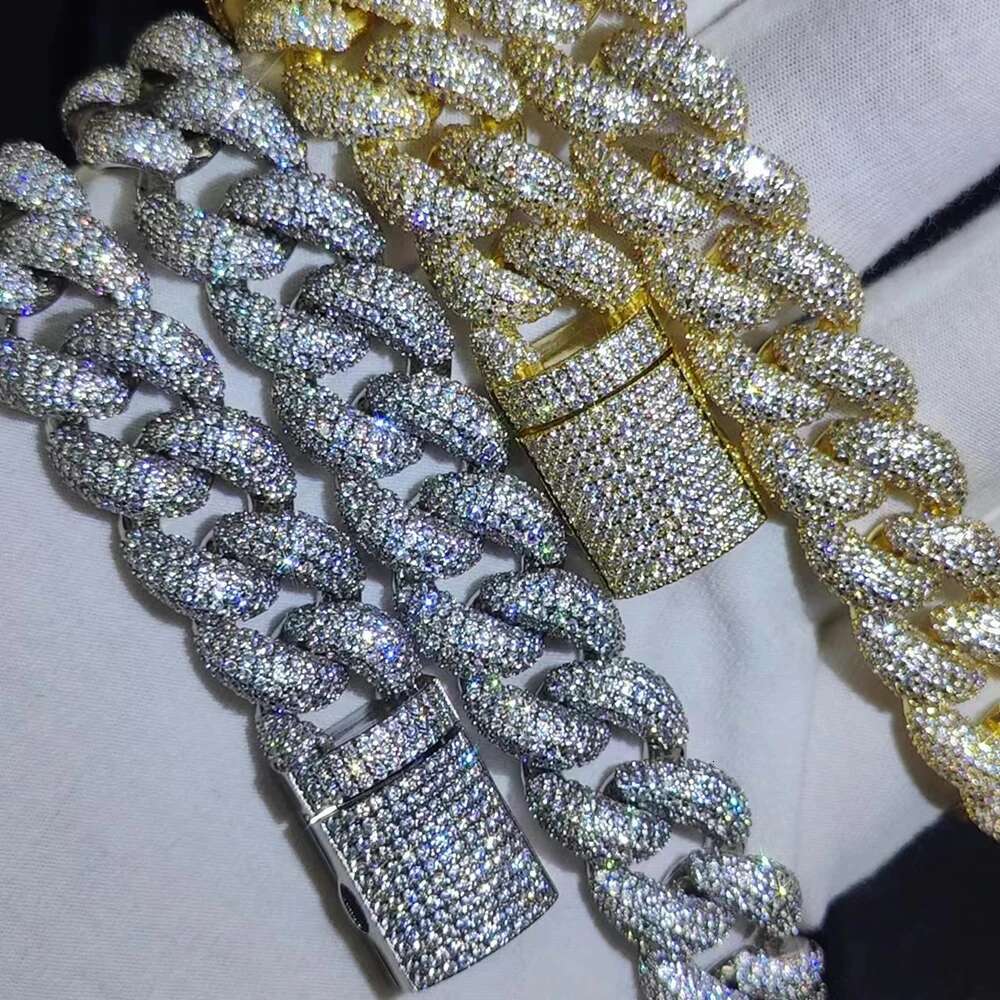 14mm Width Full Paved Cubic Zirconia CZ Iced Out Bling Cool Men Boy Hip Hop 18k Gold Plating Miami Cuban Chain Necklace