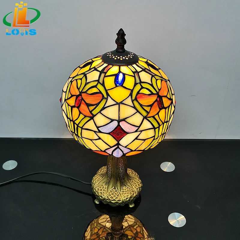 8 Inch European And American Round Arc Small Table Lamp Tiffany Style Glazed Dining Room Light Fixture Bedside Bar Lighting M251114