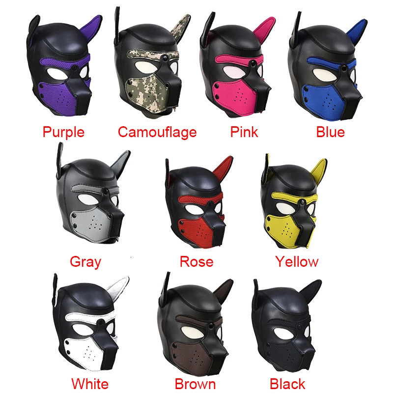 XL Size Party Masks Pup Puppy Play Dog Hood Mask Padded Latex Role Play Cosplay Full Head Ears Halloween Mask Sex Toy For Women 250410