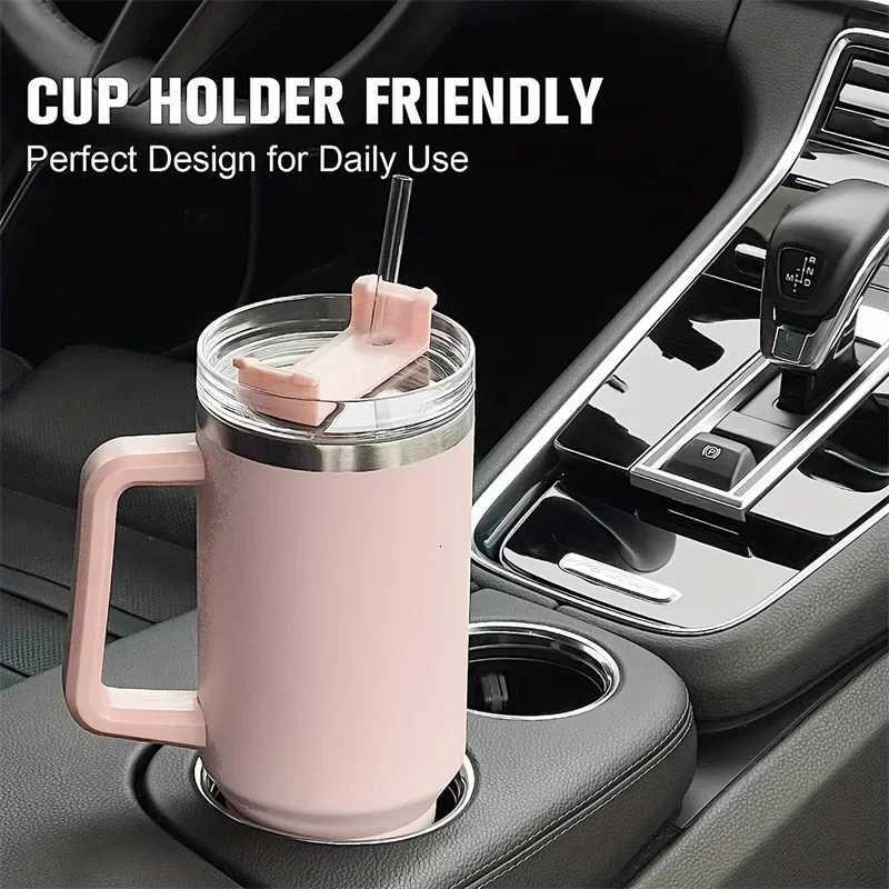 40oz Stainless Steel Car Cup Large Capacity Water Cup with Handle and Straw Double-walled Insulated Travel Mug Holiday Gifts C251114