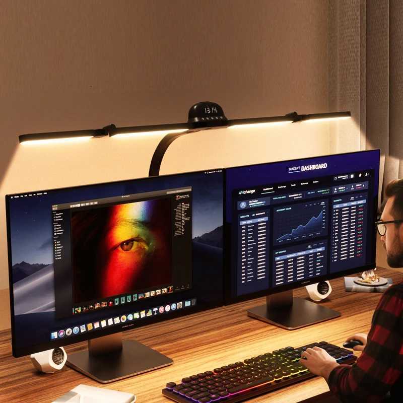 120cm Full Spectrum LED Multi-Function Eye-Caring Desk Lamp Stepless Dimming 5 Colour Temperatures Clip-on Computer Monitor Lamp M251114