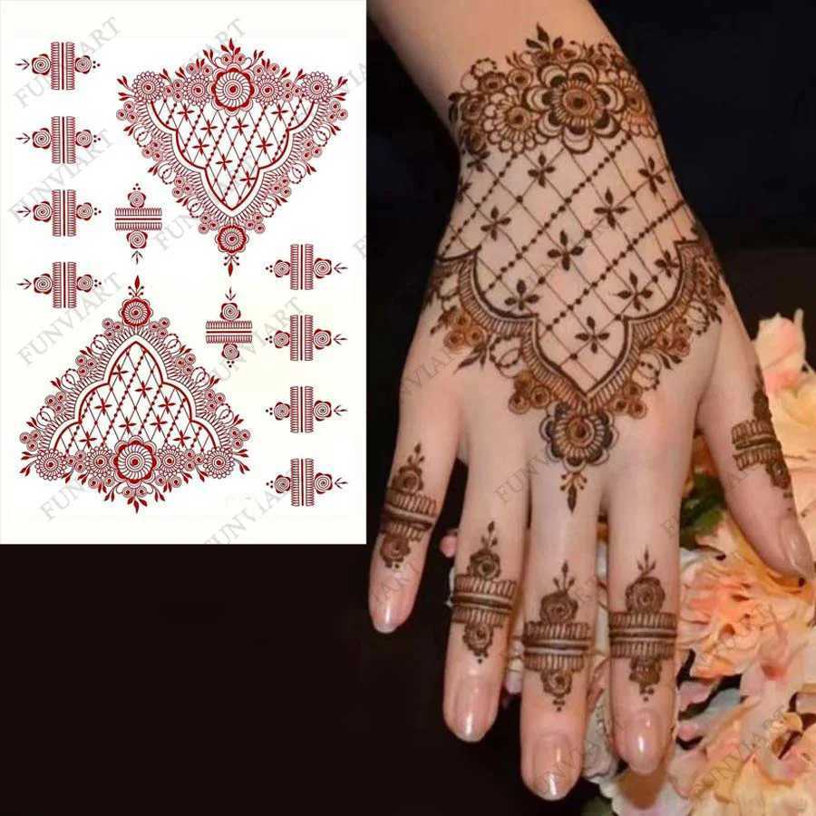 Waterproof Nail Art Tattoo Brown Nail Art Sticker Handmade Fake Tattoo Female Body Art Temporary Nail Art Design Mehndi StickersXJ25414