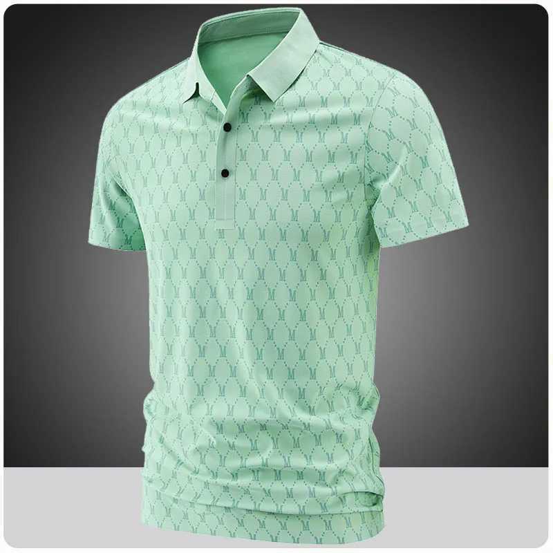 High quality ice silk polo shirt mens summer short sleeved shirt luxurious embroidery business casual golf polo shirt mens clothing W250414