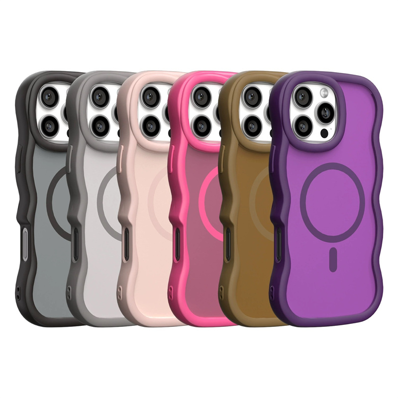 Luxury Matte Magnetic Wavy Curly Bumper Case For iPhone 17 16 15 14 Plus 13 12 Pro Max For Magsafe Clear Shockproof Silicone Cover
