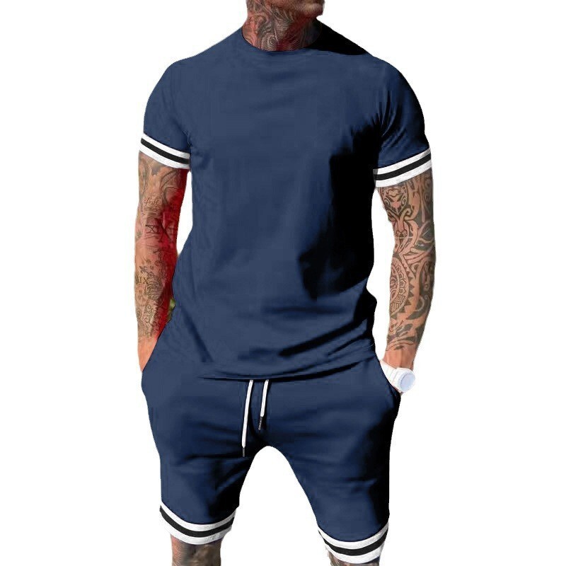 2025 Summer Short Sleeve Men's Trendy Sports Slimming Set