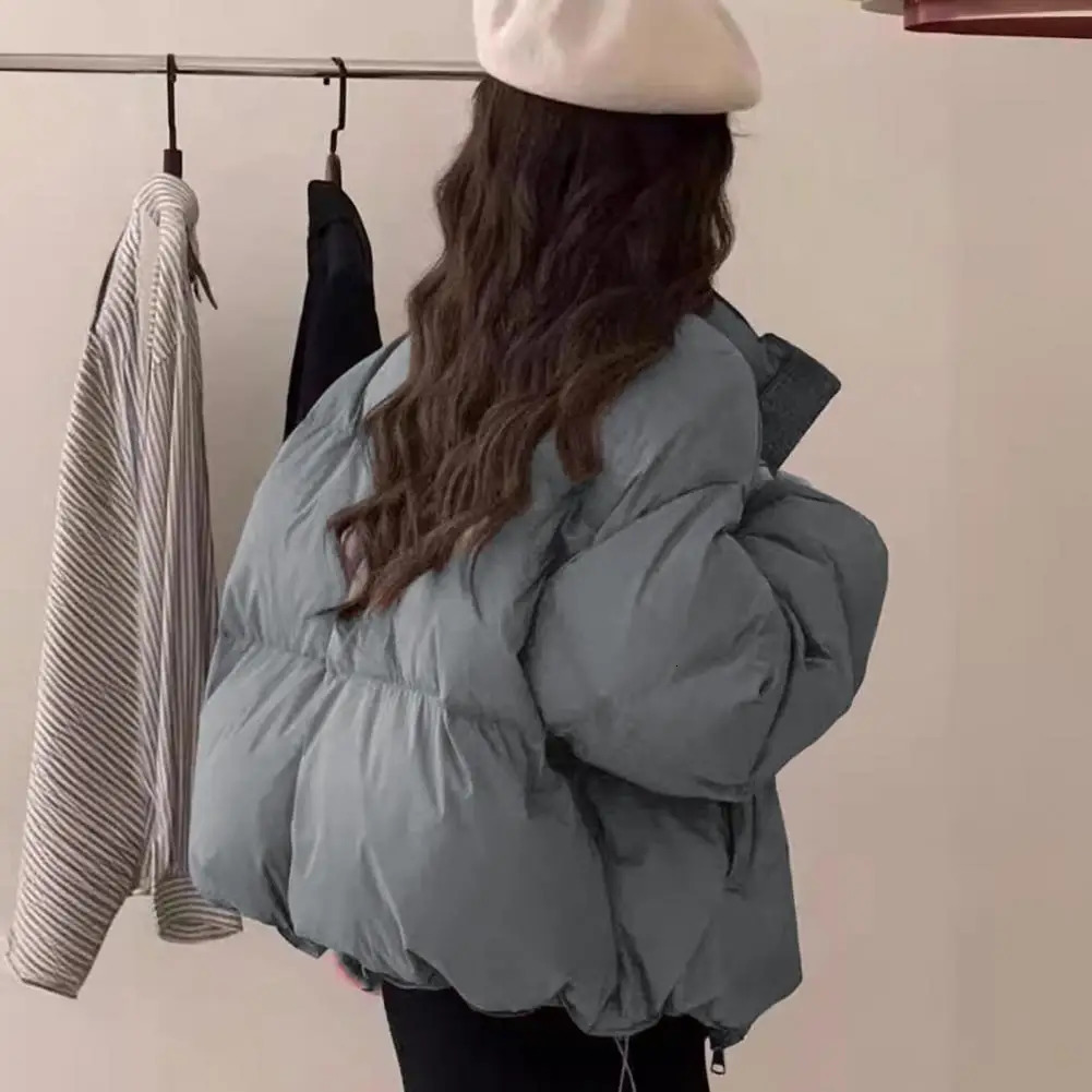 Winter Women Thick Warm Puffer Jackets Loose Coat Parkas Down Outwear Stand Collar Zipper Casual Solid Jackets Parka Coat 251110