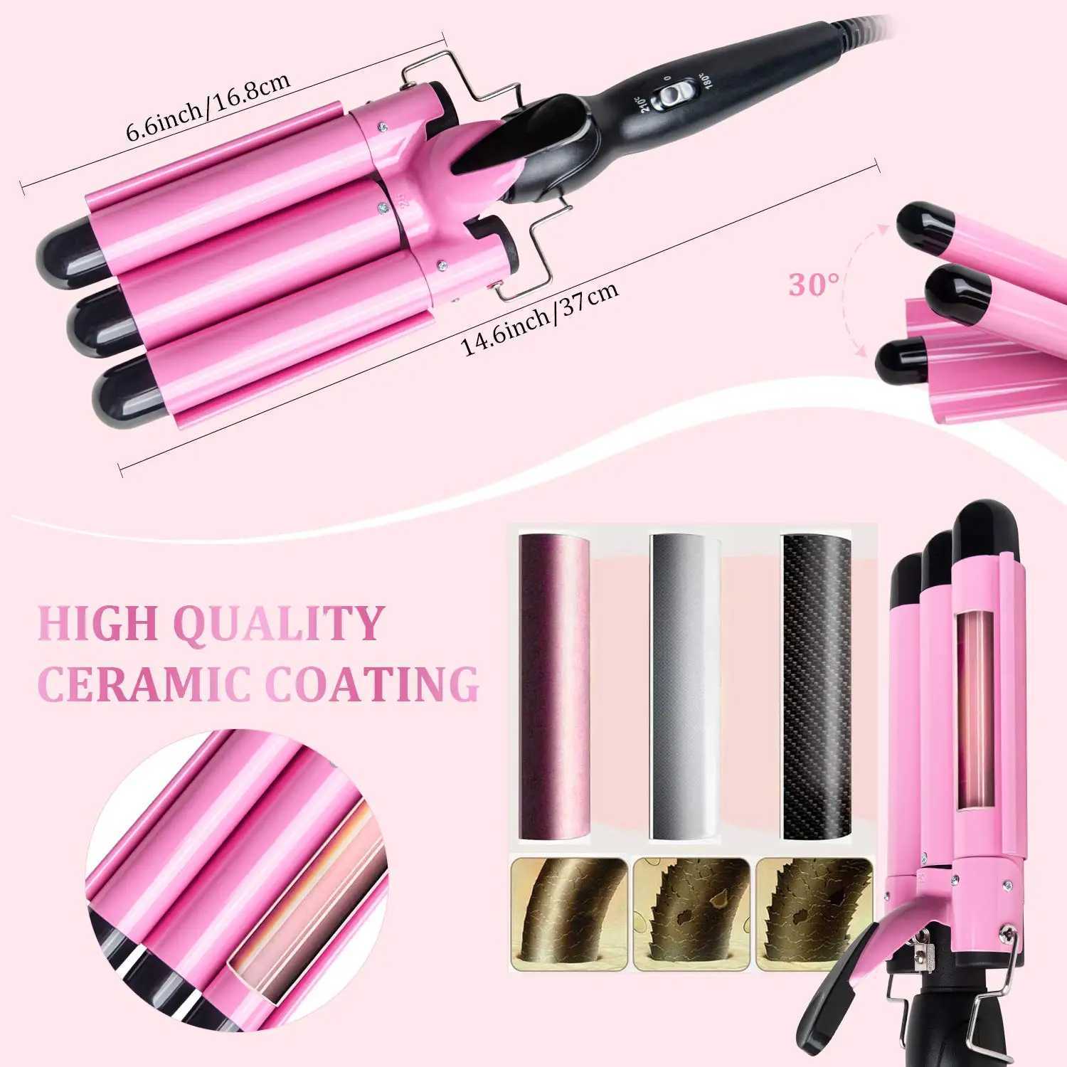 3 Barrel Curling Iron Ceramic Styling Tools for All Hair Styling ToolsProfessional Hair Tools Curler Iron for Hair 25mmT251114