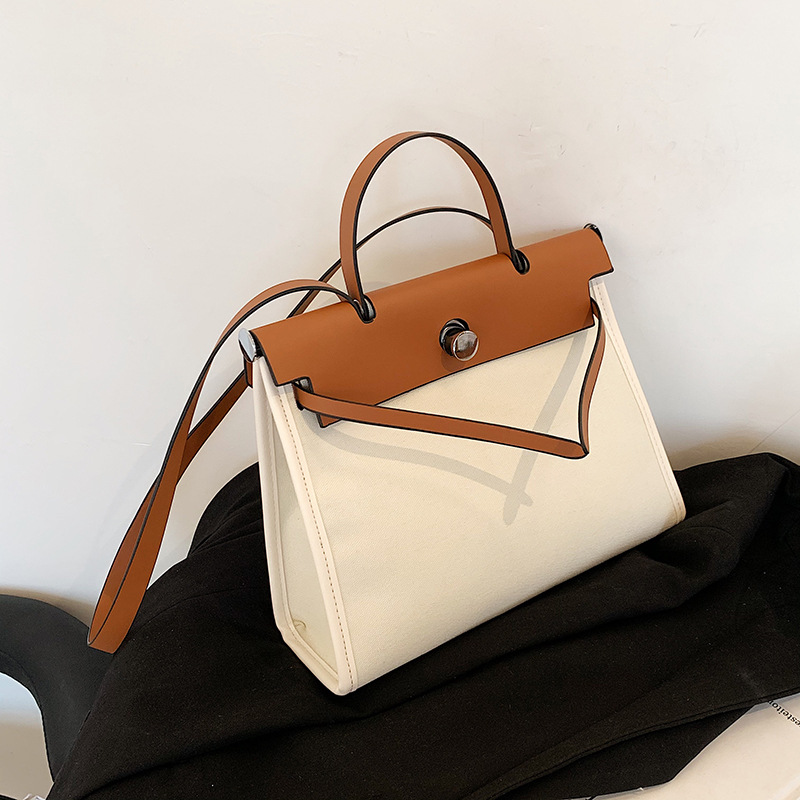European and American fashion tote bag new canvas women's bag retro briefcase handbag single shoulder and cross body bag