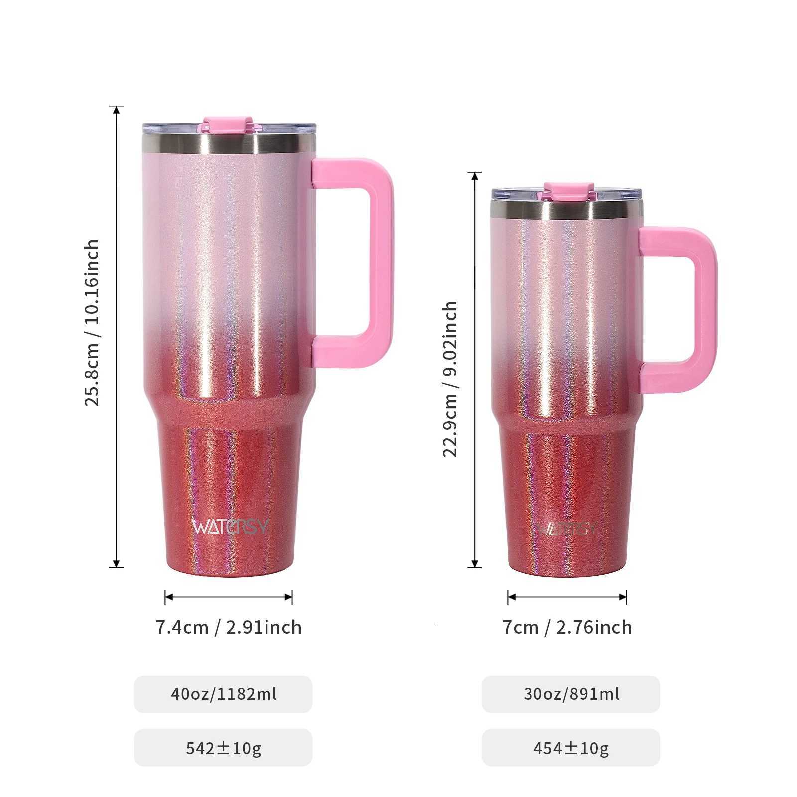 WATERSY 30/40oz Tumbler Large Capacity Thermal Cup Stainless Steel Insulated Mug with Handle Straw Double Wall Vacuum Flask C251114