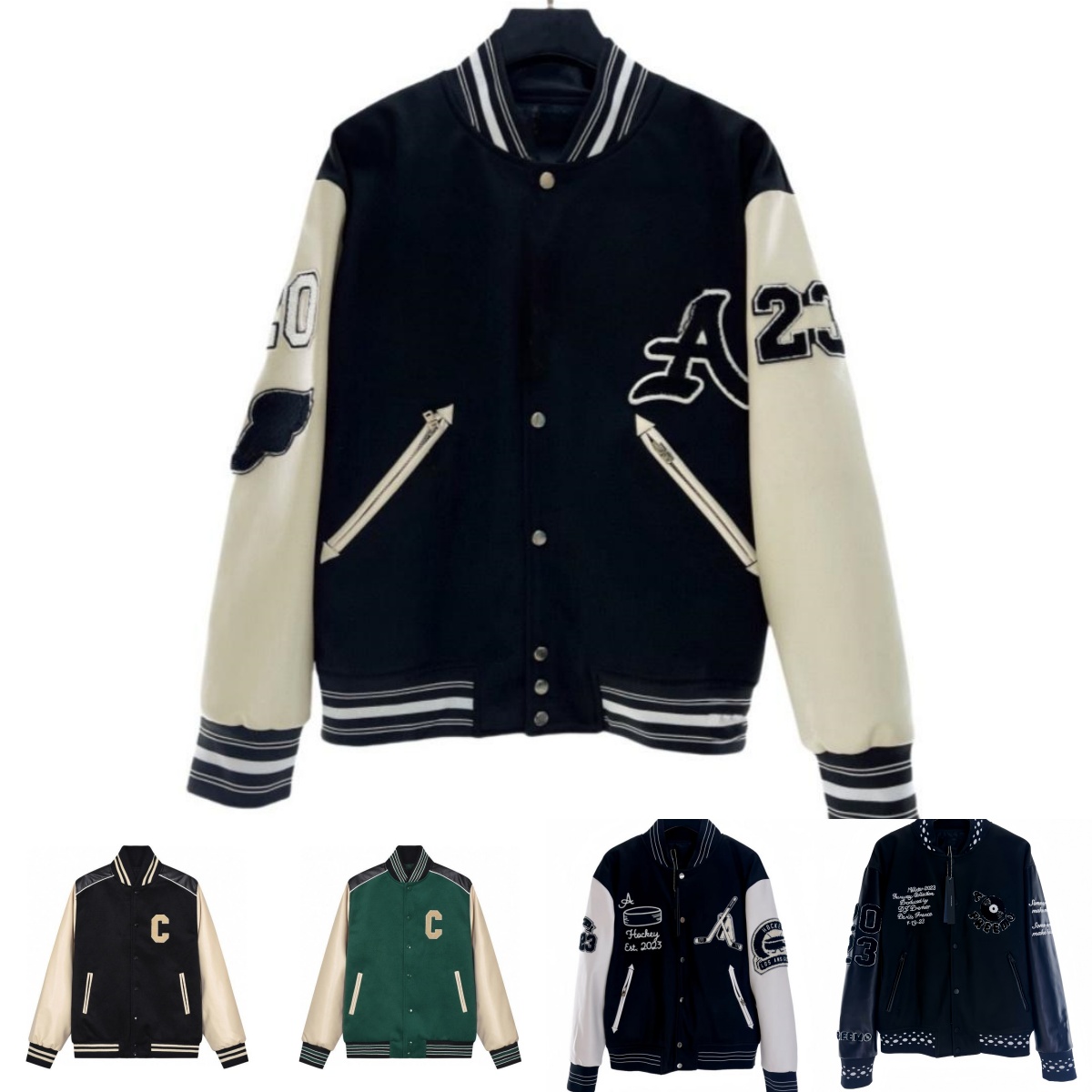 Fashion mens green black Jacket Classic Man Luxury Jackes bone letters Embroidery stitching Men coats Baseball Stylsh Streetwear Outerwear