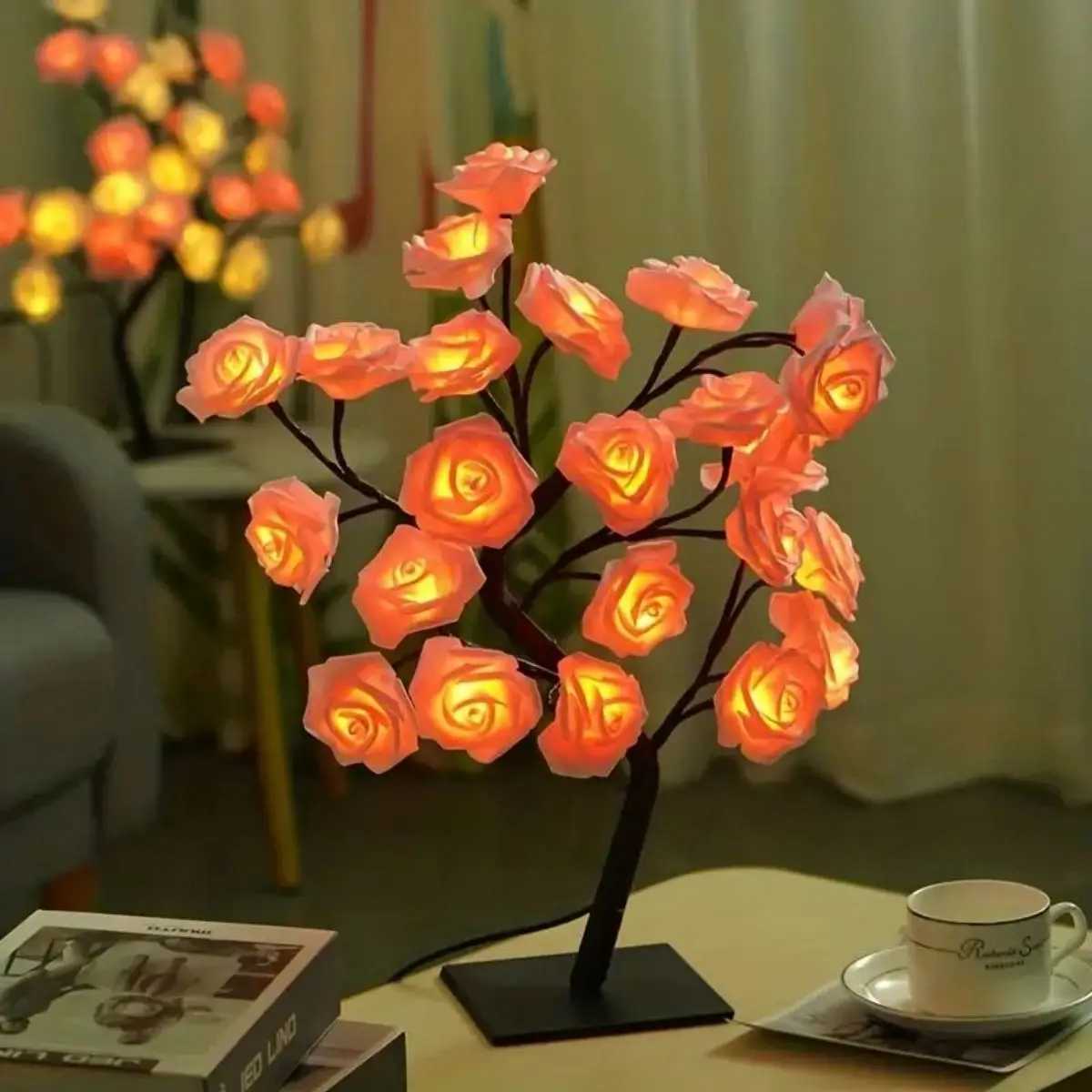 Rose Tree Lamp Flower Lamp For Valentines Day Wedding Decor DIY Branches Night Lights Tree Fairy Lamp For Bedroom Home Decor M251114