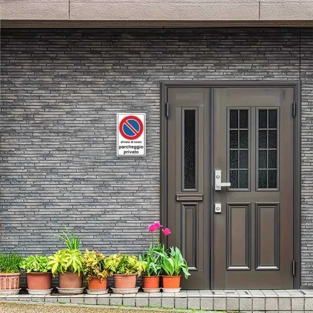 Private Parking Prohibition Sign - Heavy-Duty Metal No Trespassing Notice with Red Circle Design Easy to Hang Outdoor/IndoorM251114