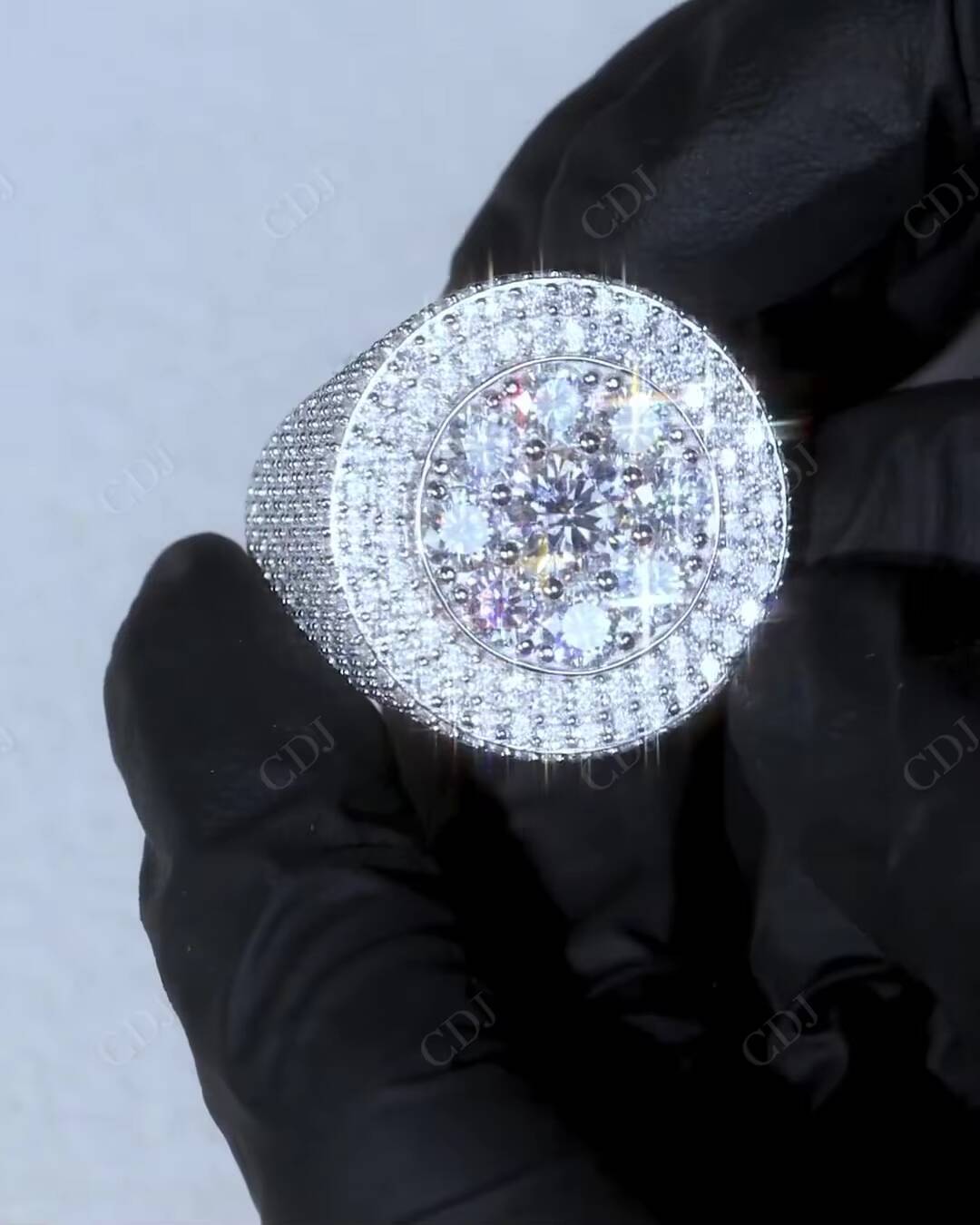 Sterling Silver Moissanite Diamond Hip Hop Rapper Style Double Halo Wedding Ring For Men At Wholesale Price Manufacturing India