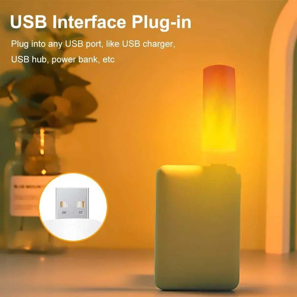 USB LED Night Lamp Simulated Flame Bulbs Night Light Flame Light Effect Bulbs Candle Lights Flickering Flameless Candles Decor M251114