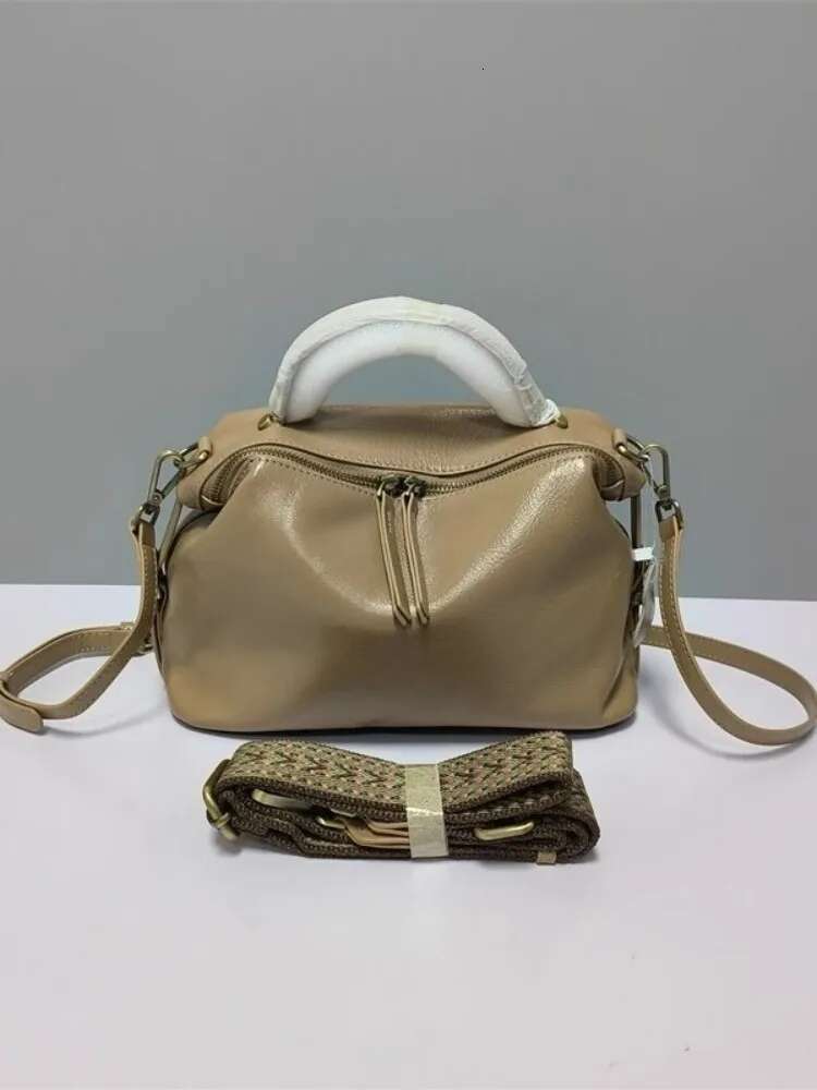 Soft Women Bag Cowskin Genuine Leather Tote Handbag Solid Color Ladies Single Shoulder Crossbody Bags