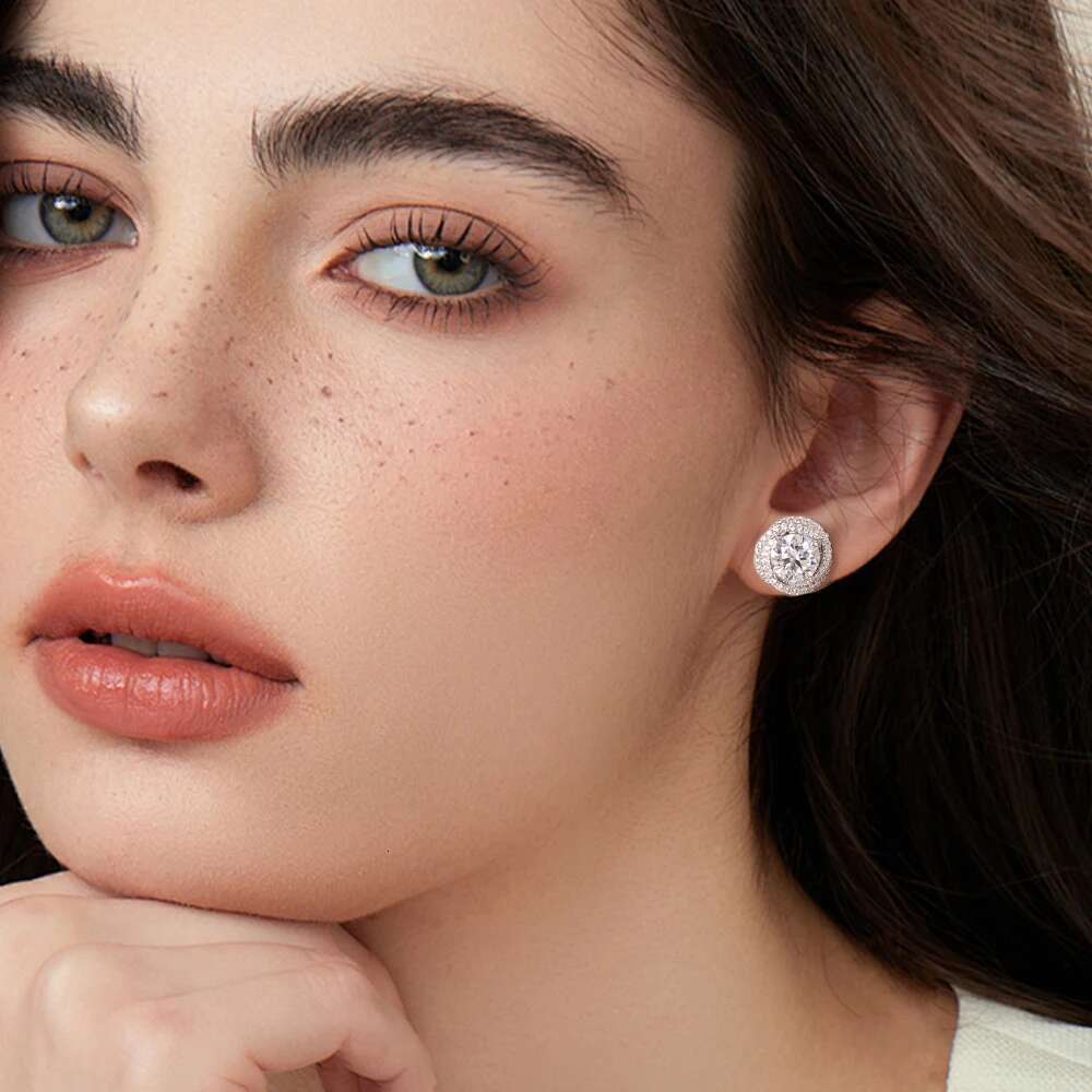 6cttw Moissanite Stud Earrings for Women 925 Sterling Silver Round Brilliant Cut D Color Lab Diamond Earring with Certificate