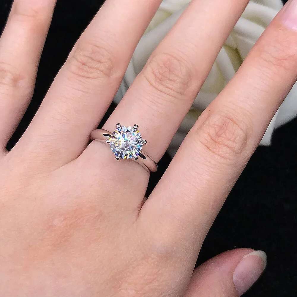 Moissanite Solitaire Engagement Ring 925 Sterling Silver with 18K Gold 3CT 6-Claw Round Diamond Ring Wedding Band for Women