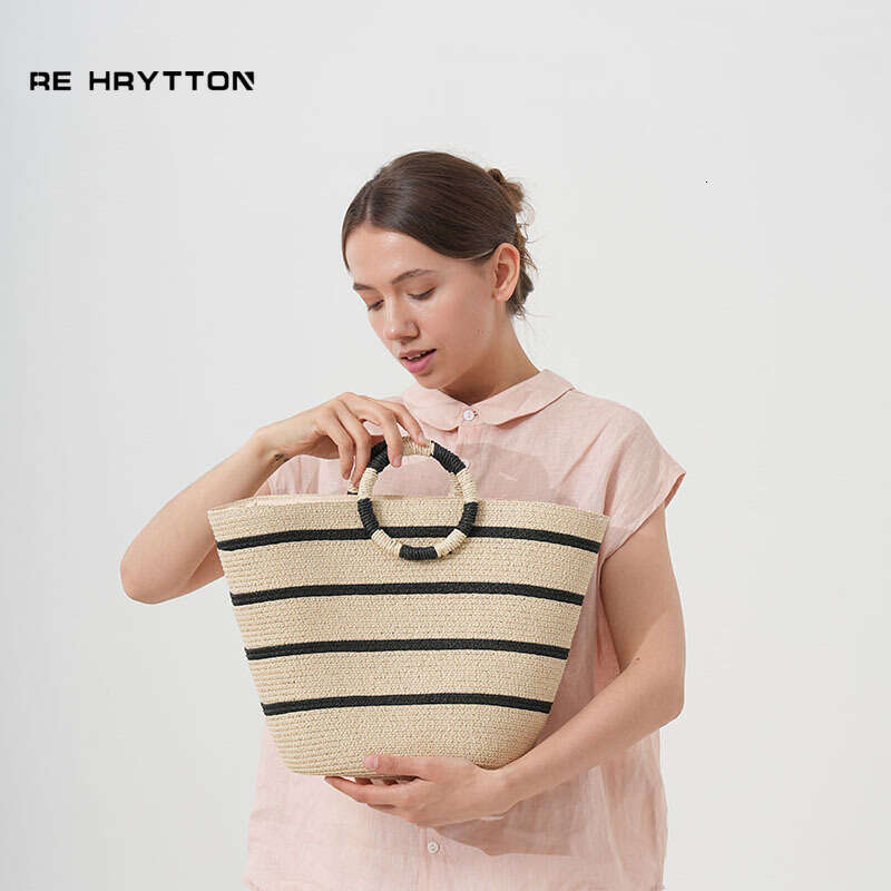 Handmade Beach Bag New Grass Beach Large Capacity Woven Casual Tote Women's Bag, Circular Handbag Kq2