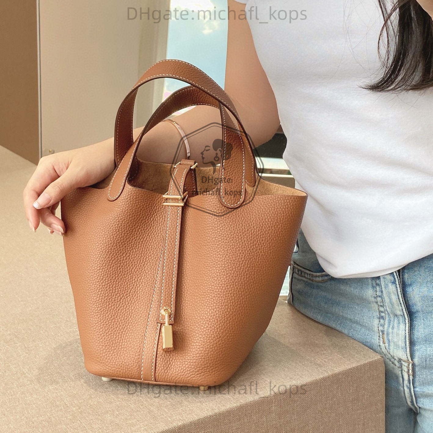 18CM 22CM Designer Bag Bucket Bag Women Totes Soft Genuine leather Cowskin Fashion Bags Handbag Shoulder bag Lady Factory wholesale
