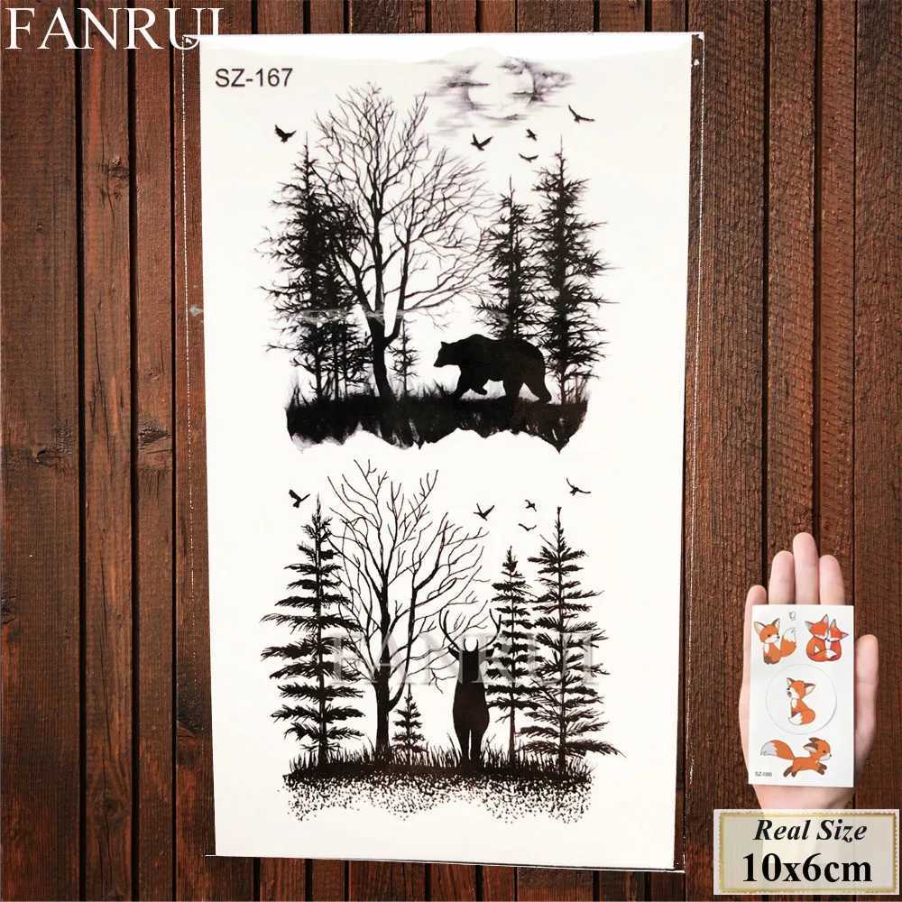 Fanrui Forest Bear Deer Temporary Tattoo Sticker Female Elk Fake Tattoo Body and Arm Purchase Summer Style Tattoo Illustration TreeXJ25414