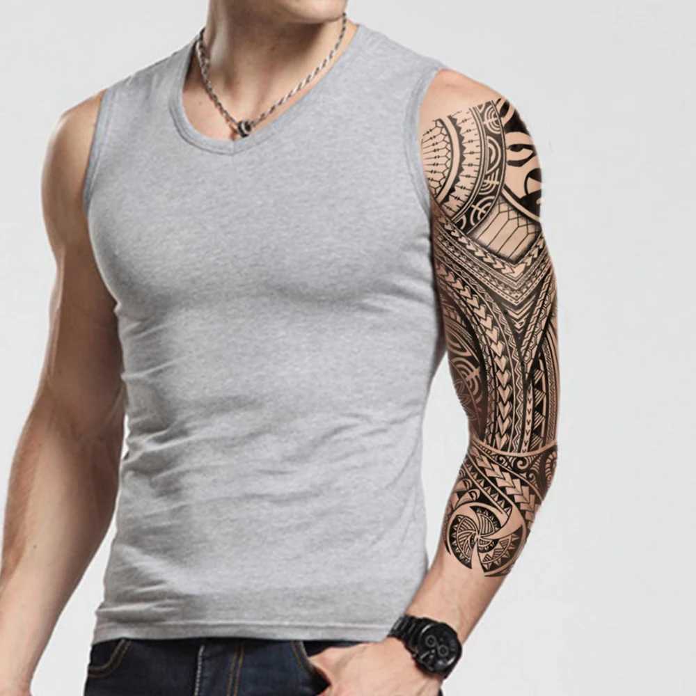 Large sleeve waterproof temporary tattoo sticker Indian tribal machine turtle totem fake tattoo body art mens legXJ25414