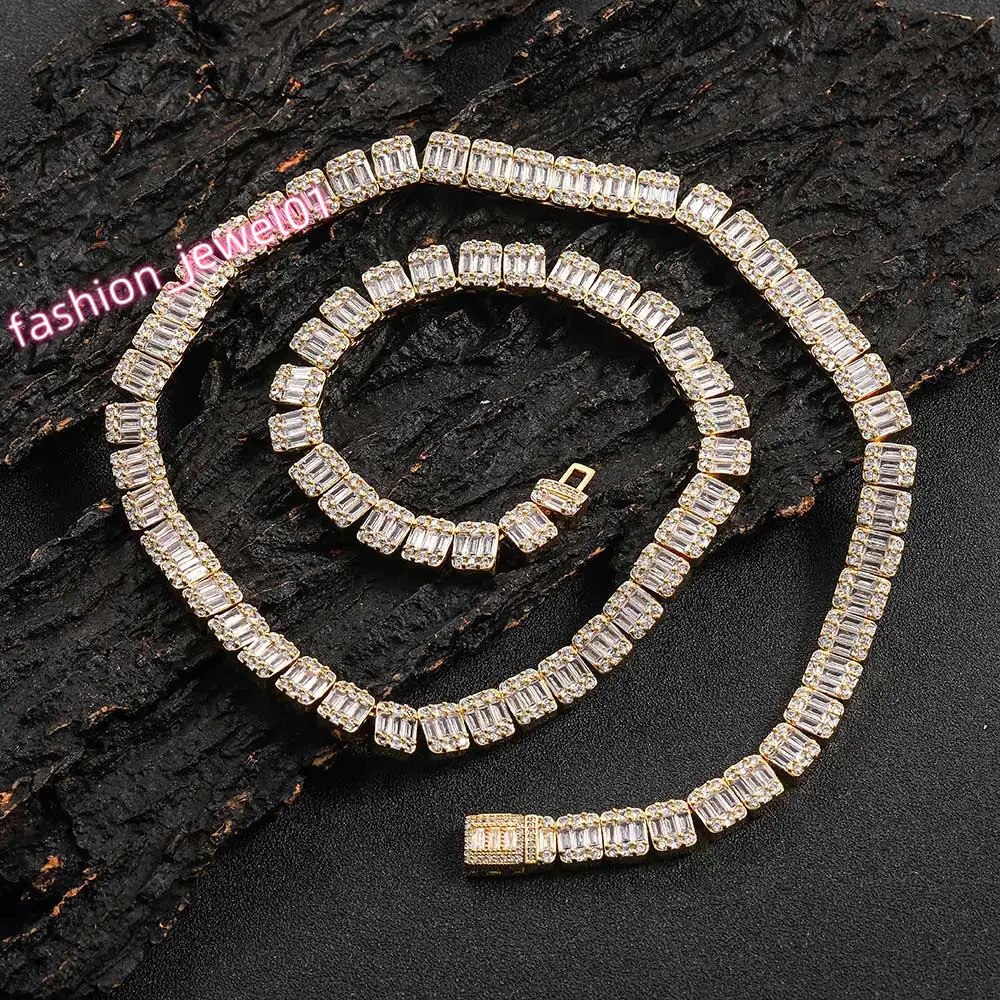 Hot style 8mm Luxury Rock Sugar Tennis Chain Miami Cuban Chain for Men Hip Hop Necklace