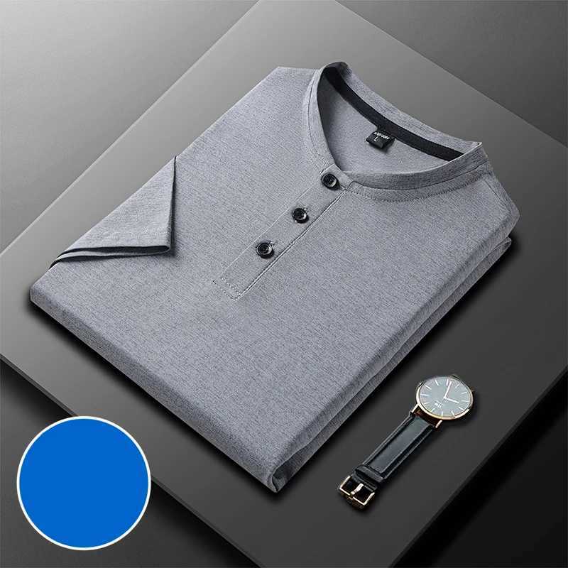 Middle aged ice silk cool short sleeved T-shirt quick drying and breathable in the middle of my dads shirt W250414