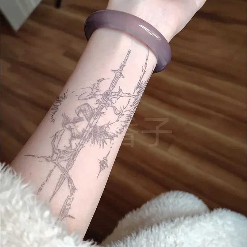 Herbal Sword Tattoo Stickers Angel Judge Semi Permanent Waist Fake Tattoo Female Punk Art Temporary Tattoo Cover ScarXJ25414